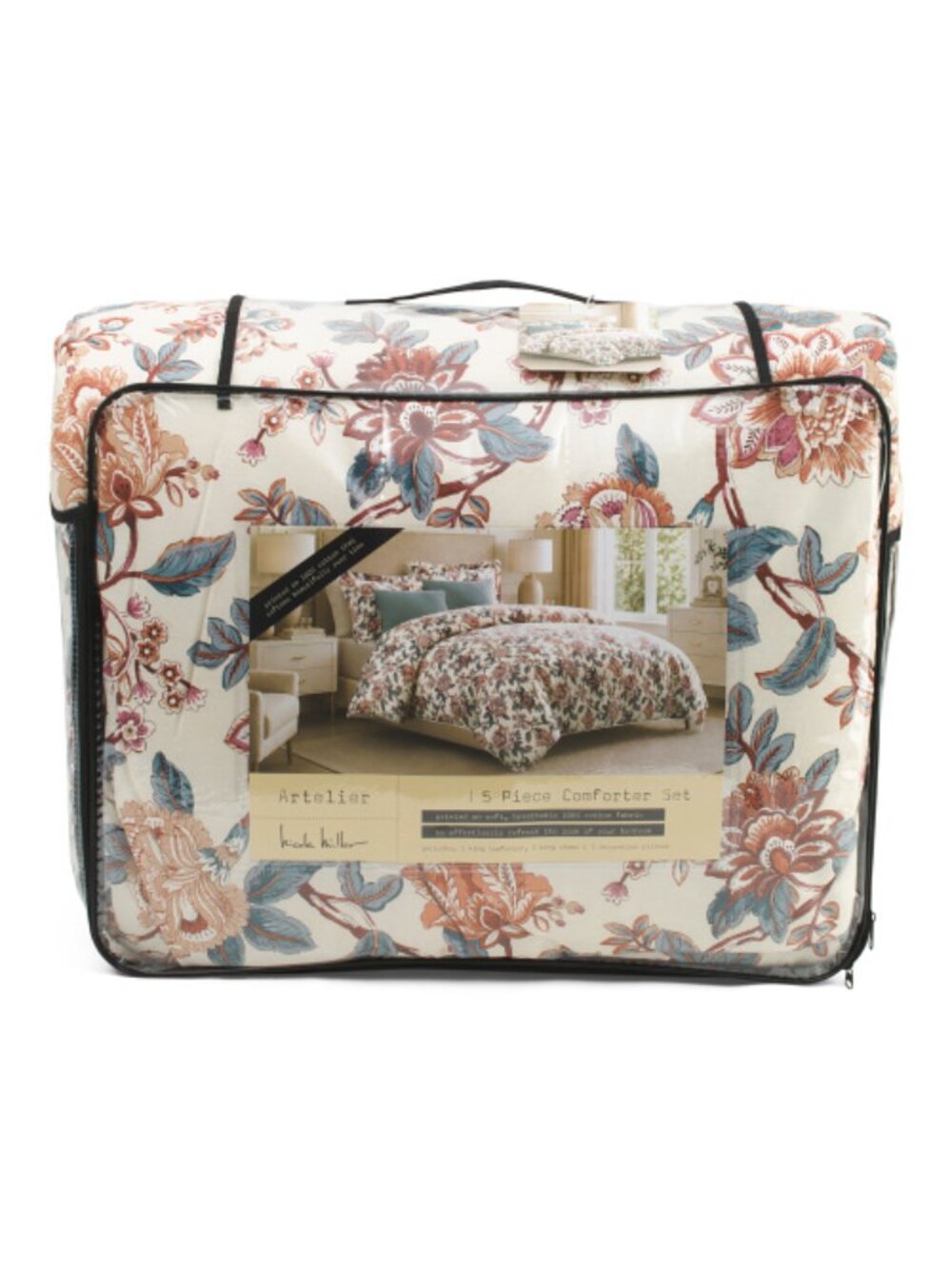 NICOLE MILLER 5pc Cotton Percale Floral Comforter Set